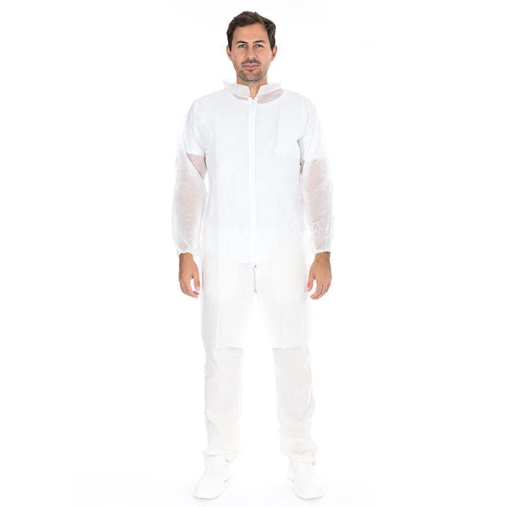 Besucherkittel, PP-Vlies, Grösse XL weiss, mit Reissverschluss, 110 cm lang,