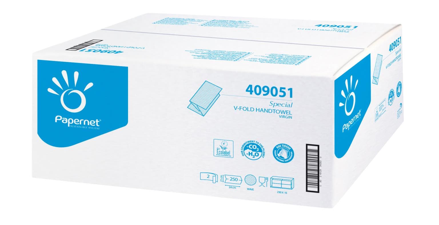 Falthandtücher "V" SUPER 2-lagig, 24 x 21 cm, V-Falzung, Zellstoff