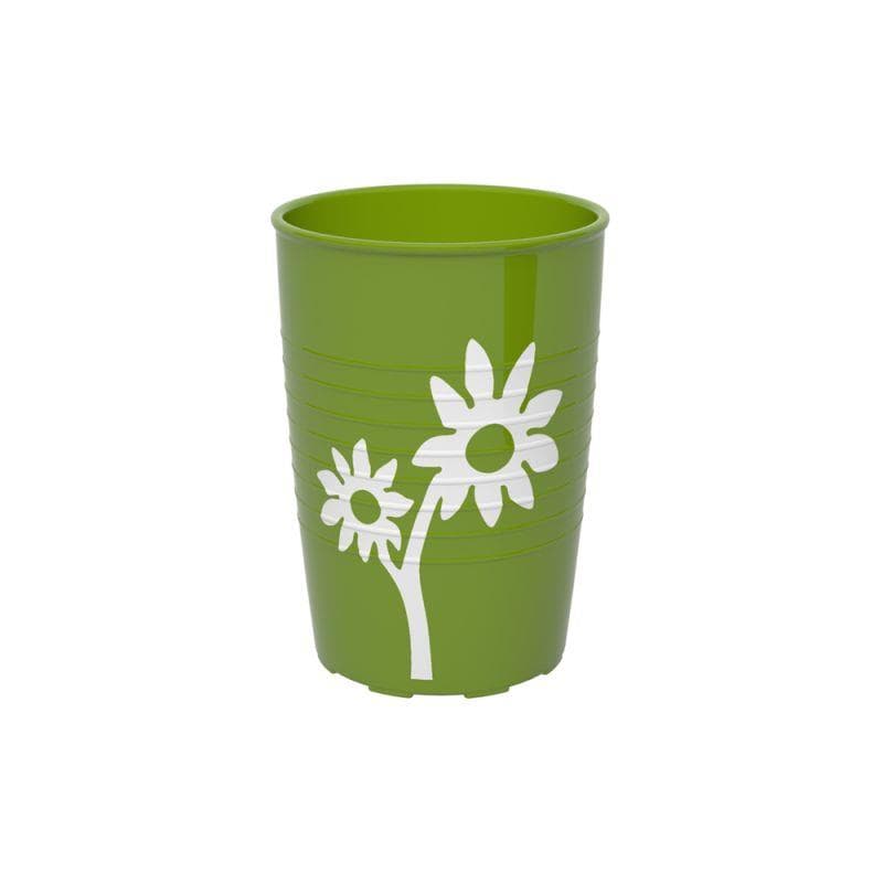 Becher mit Antirutsch-Trick Blume, Material: SAN, 250 ml, grün/weiss