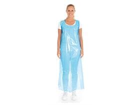 Einwegschürzen geblockt, LDPE, leicht geprägt, blau, wasserdicht, 33µm