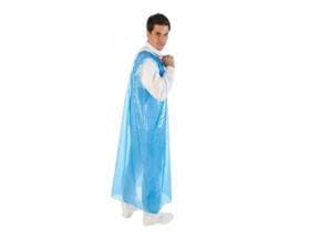 Einwegschürzen geblockt zum Aufhängen, LDPE, blau, 30 µm, schützt Vorder- und