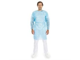 Einweg Schutzkittel, PP / PE Vlies, 120 cm x 140 cm, blau, PE-Voll-