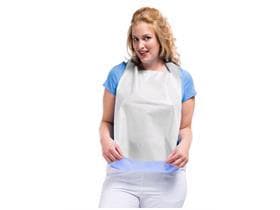 BIBBIES Einweg Schutzserviette, 37 x 66 cm, aus PE, mit Auffangtasche,