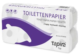 WC-Papier TAPIRA Top, Recycling 3-lagig, weiss, 250 Blatt, FSC,Ecolabel