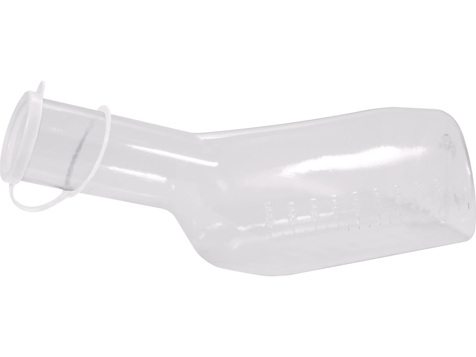 Urinflasche für Männer aus Polycarbonat, 1 Liter, eckig, glasklar,