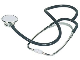 Doppelkopf-Stethoskop, schwarz, Kopf aus Zinkaluminium-Legierung, Ohrstück aus PE