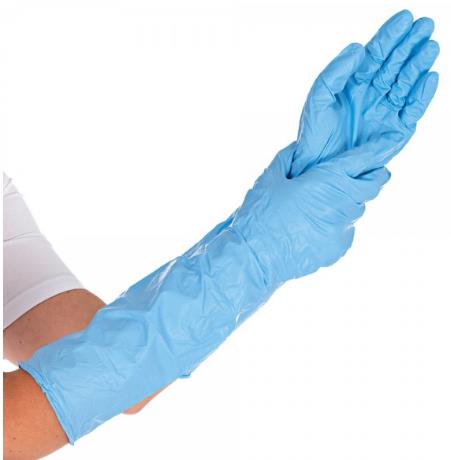 Nitril-Handschuhe "EXTRA SAFE LONG", blau, puderfrei, Grösse L, 40 cm lang