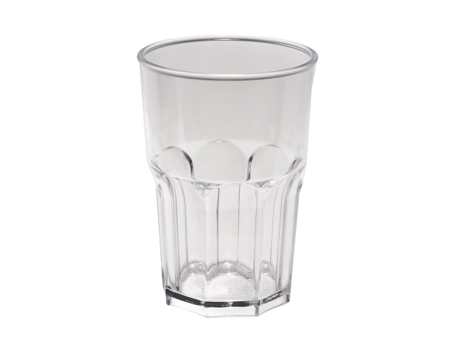 Wasserglas mehrweg, transparent Inhalt 400 cc aus Kunststoff, Eichstrich